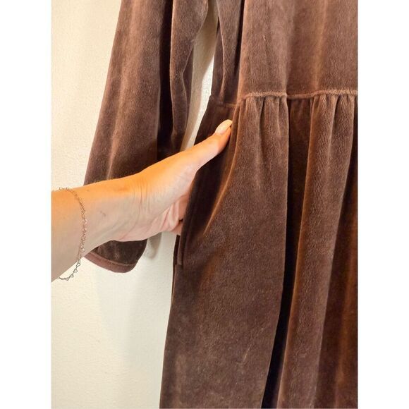Vintage Eddie Bauer Brown Long Sleeve Dress with Pockets Small/Petite Women's - Picture 3 of 9
